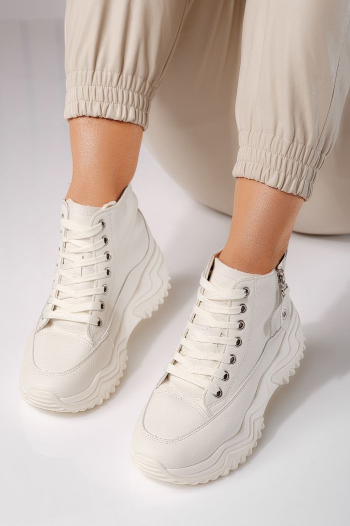 Női bézs színű ekológikus bőr tornacipő Layla #24156