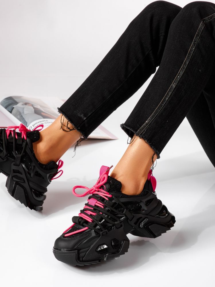 Női fekete Eva textil tornacipő #24083