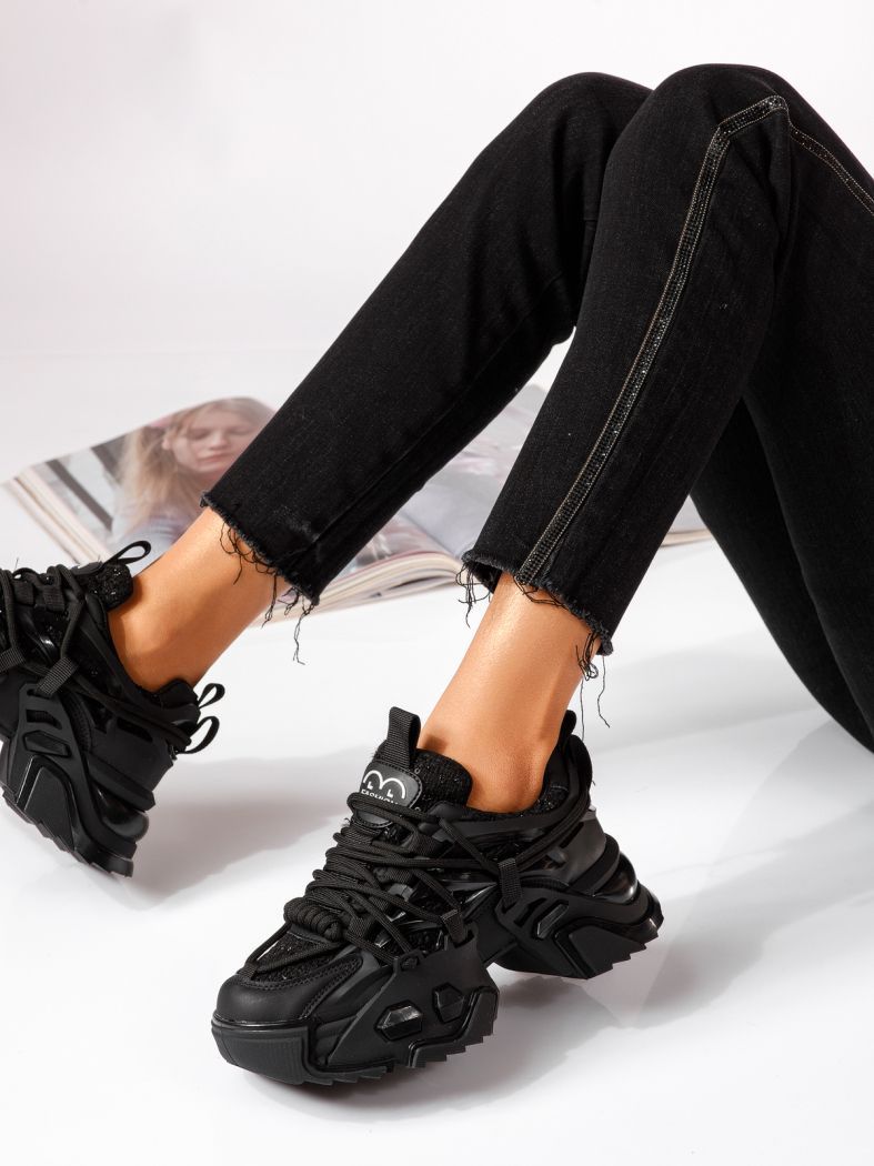 Női fekete Eva textil tornacipő #24082