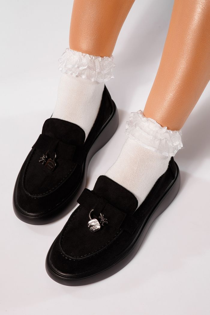 Női fekete alkalmi cipő ekológikus bőrből Enisse #24084