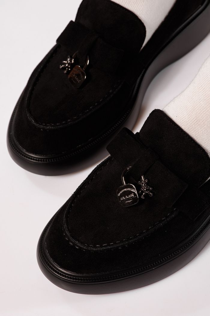 Női fekete alkalmi cipő ekológikus bőrből Enisse #24084