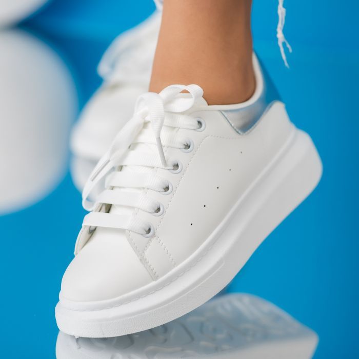 Női fehér sportcipő ekológikus bőrből Raya #24198