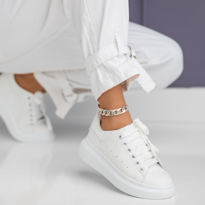 Női fehér sportcipő ekológikus bőrből Raya #24199