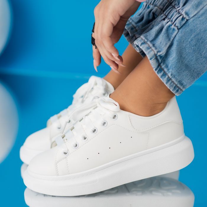 Női fehér sportcipő ekológikus bőrből Raya #24199