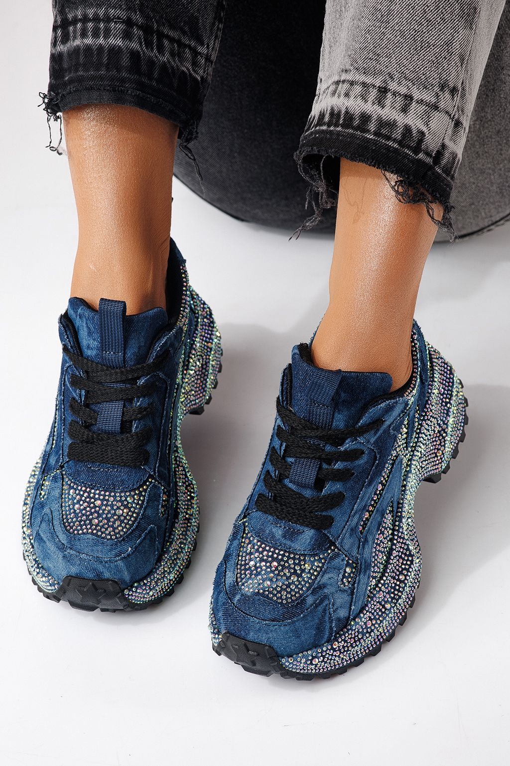 Női sportcipők sötétkék textil anyagból készült Evelin #24088