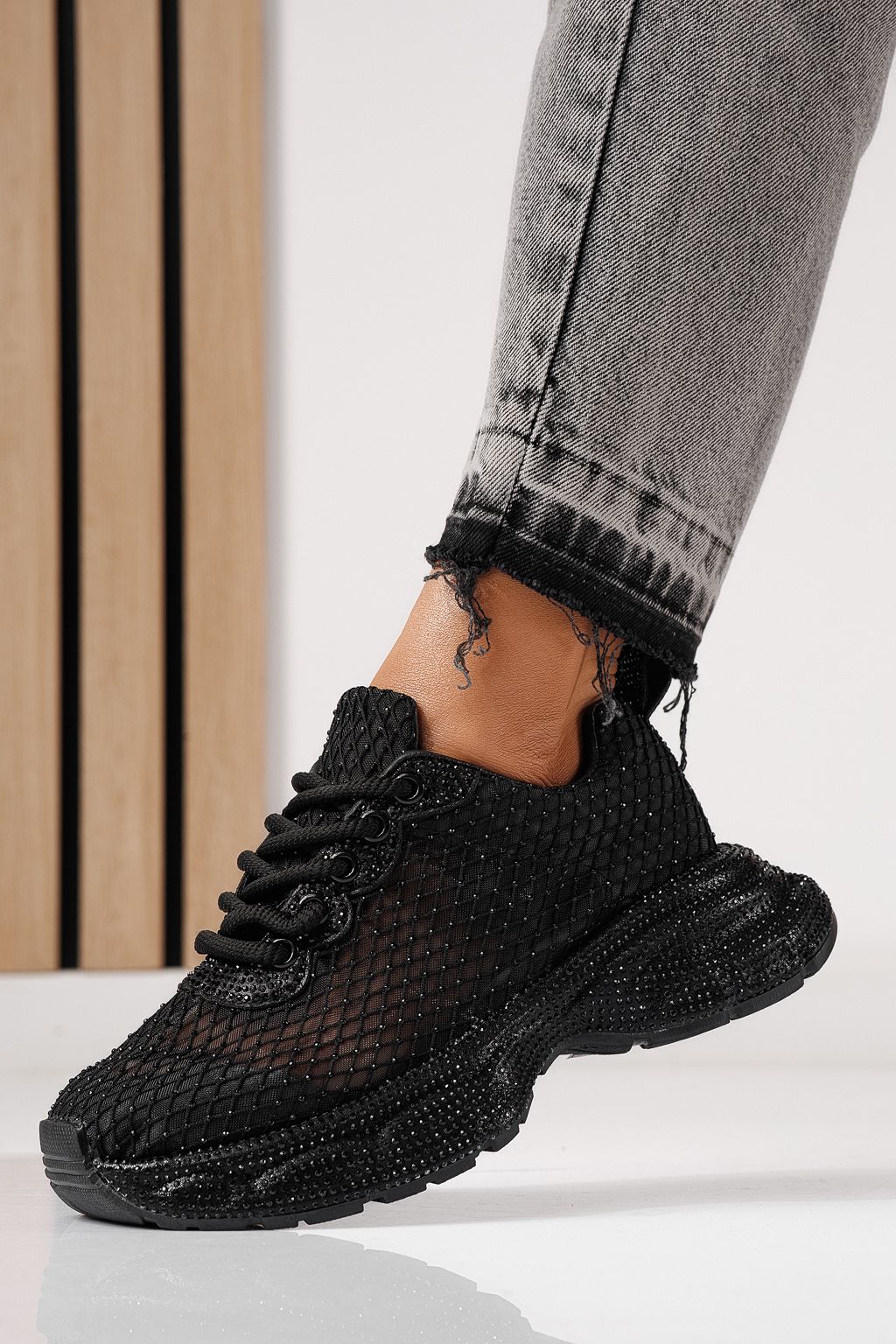 Női sportcipők fekete textil anyagból készült Cataleya #24066