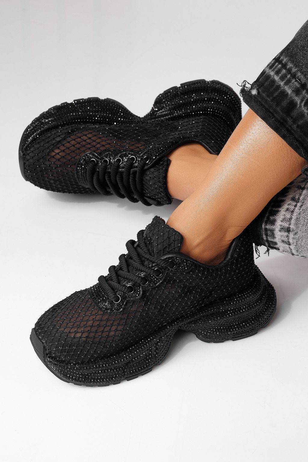 Női sportcipők fekete textil anyagból készült Cataleya #24066