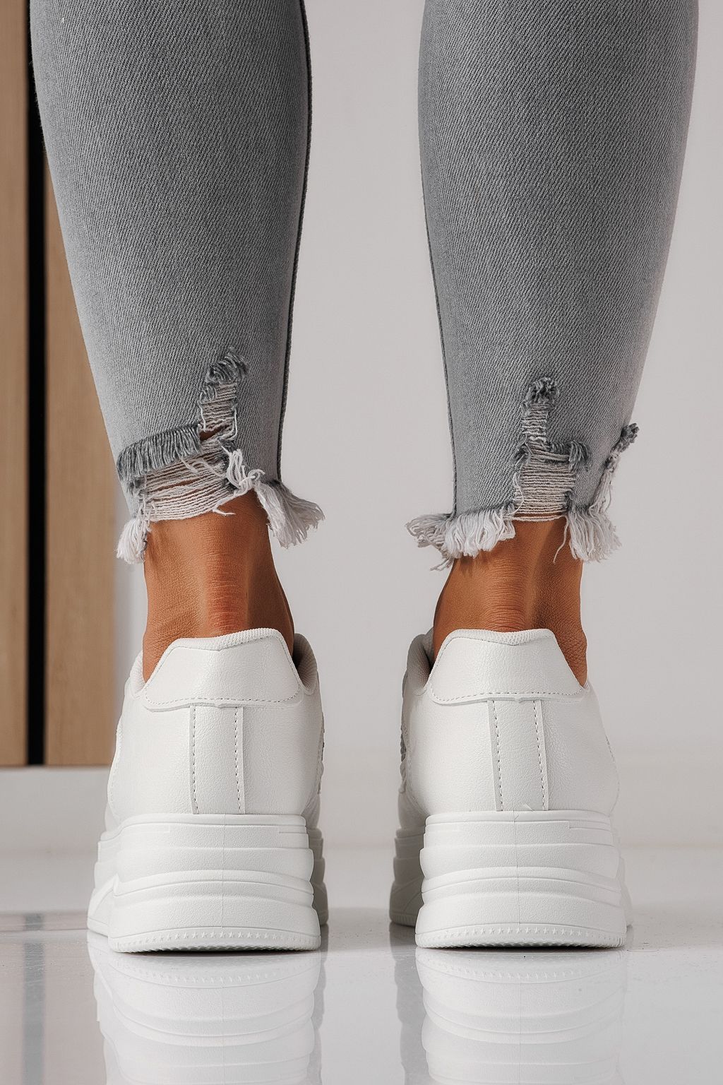 Női sportcipők fehér öko bőrből készült Clara #24057