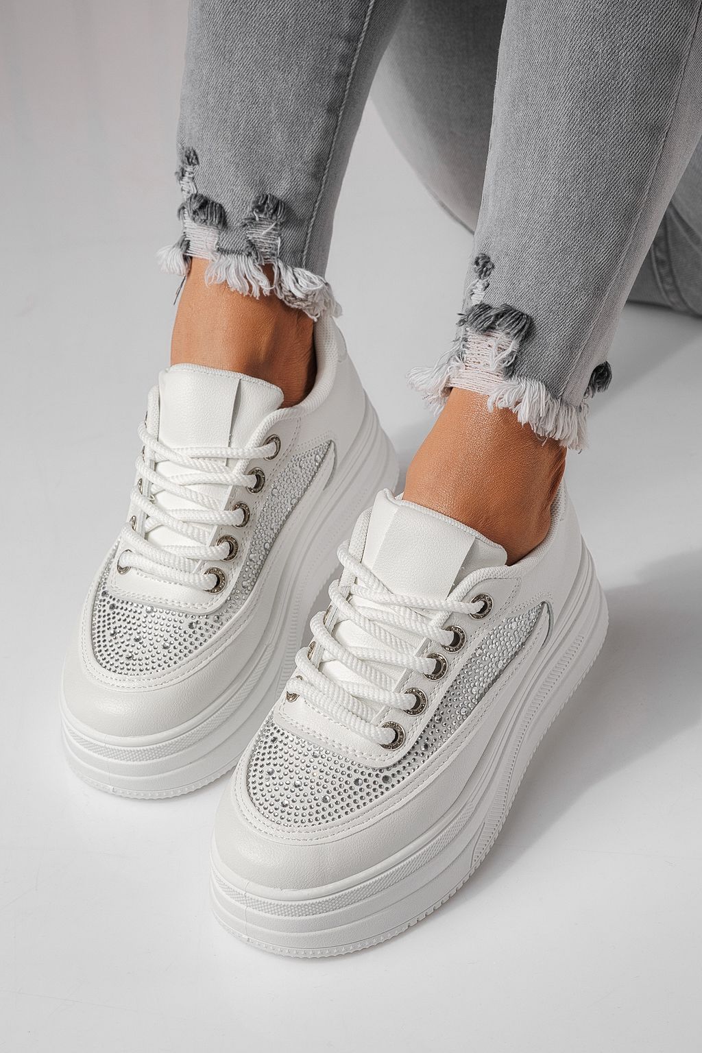 Női sportcipők fehér öko bőrből készült Clara #24057