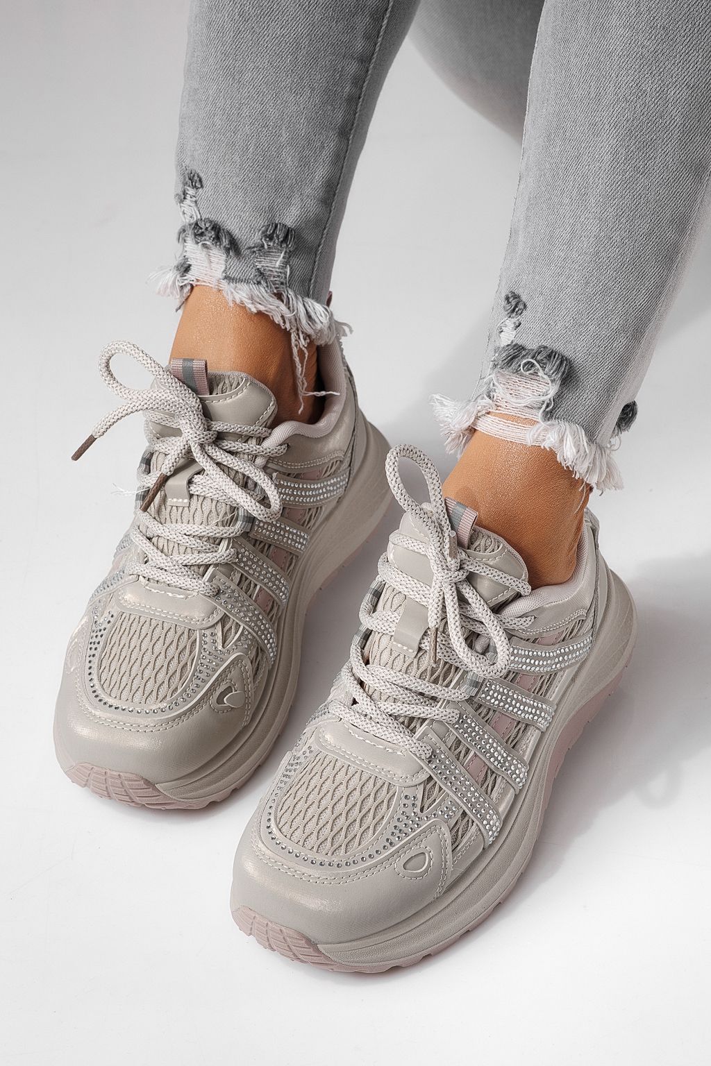 Női sportcipők khaki öko bőrből készült Carolina #24058