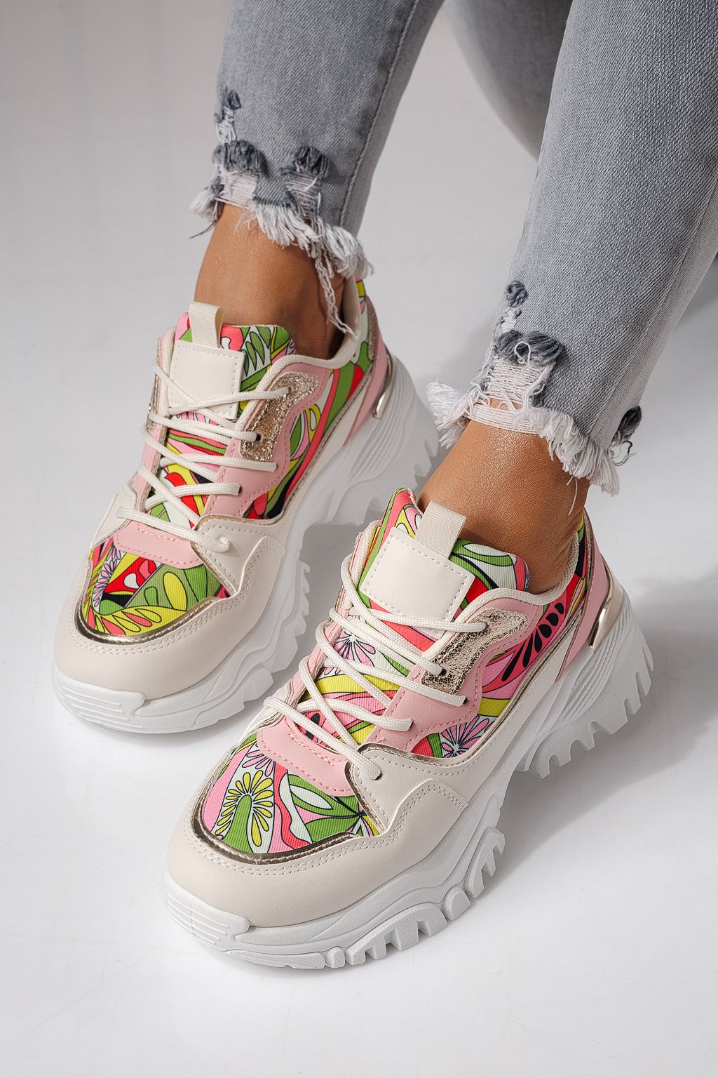 Női sportcipők rózsaszín öko bőrből készült Jasmine #24132