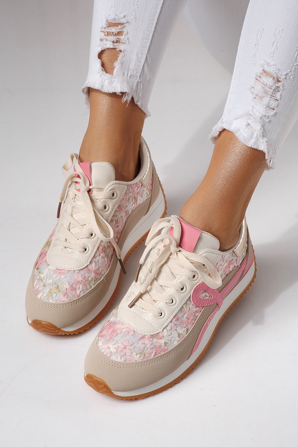 Női sportcipők rózsaszín öko bőrből készült Jesica #24123