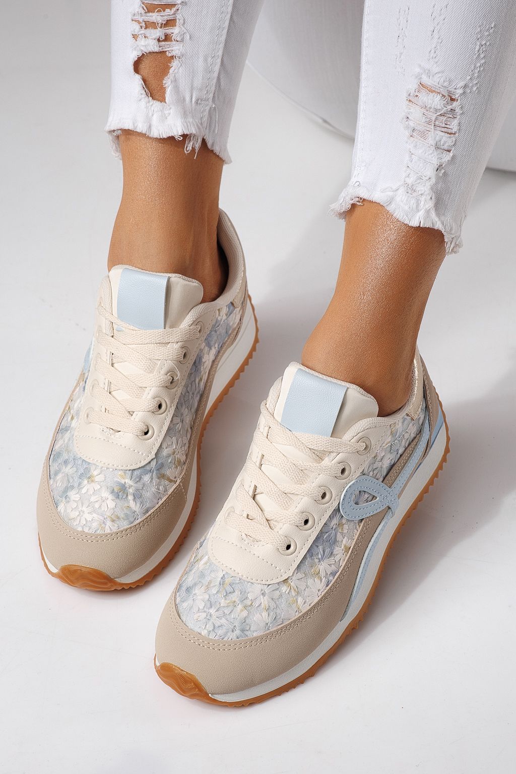 Női sportcipők kék öko bőrből készült Jesica #24124