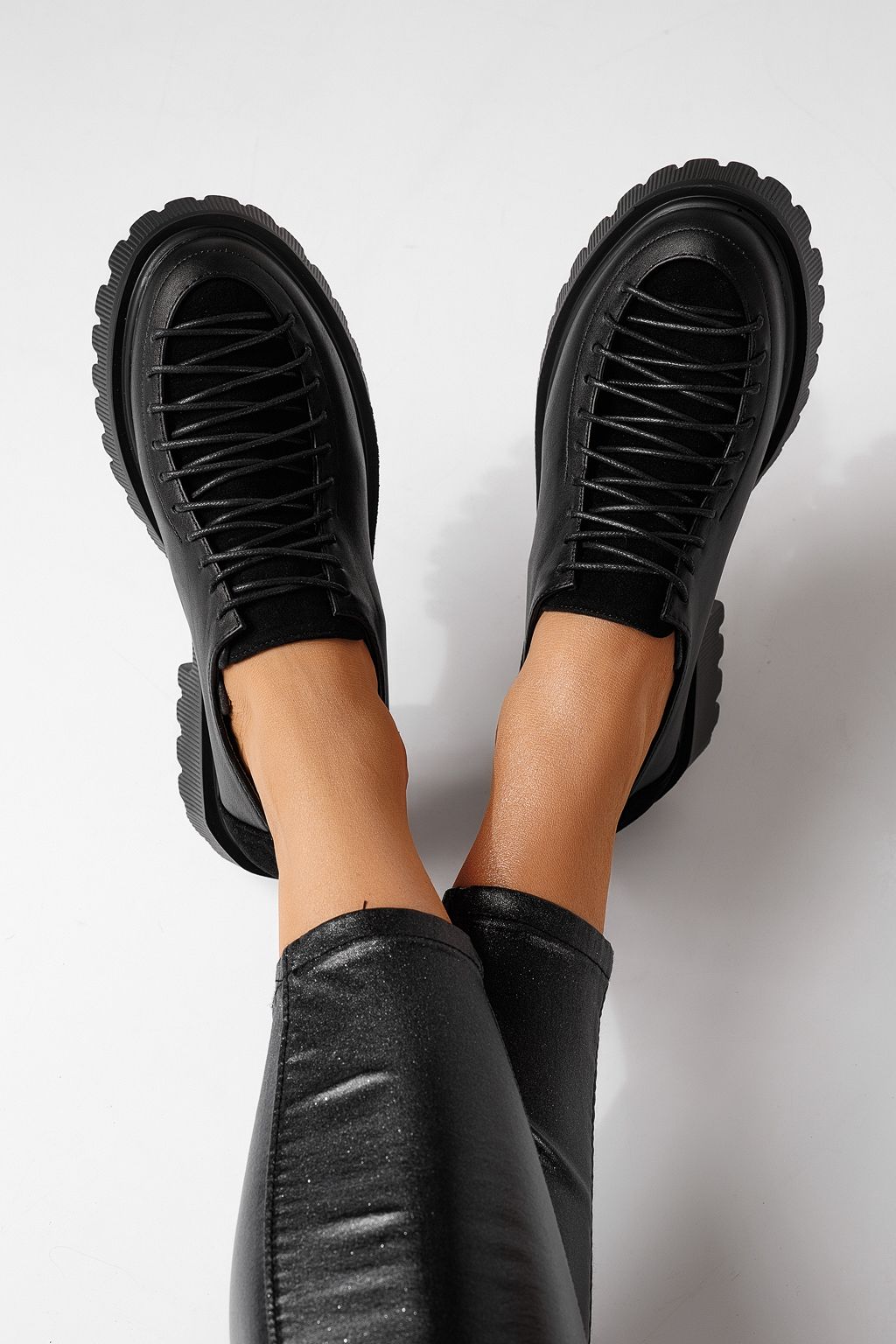 Női alkalmi cipők fekete öko bőrből készült Elisa #24098