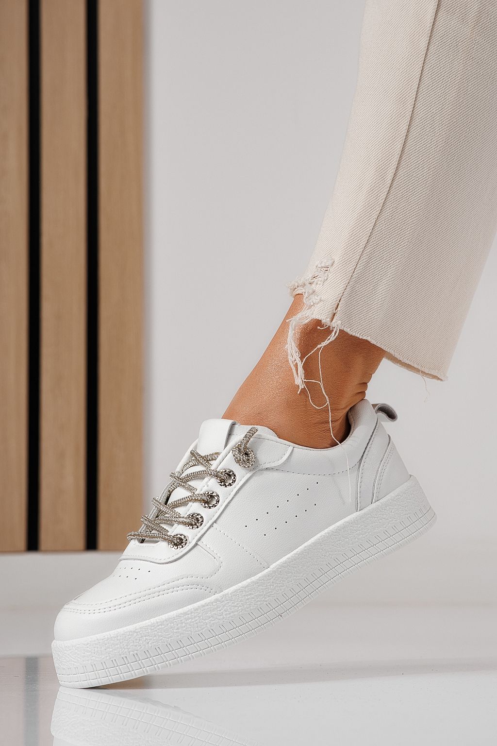 Női sportcipők fehér öko bőrből készült Nicole #24166