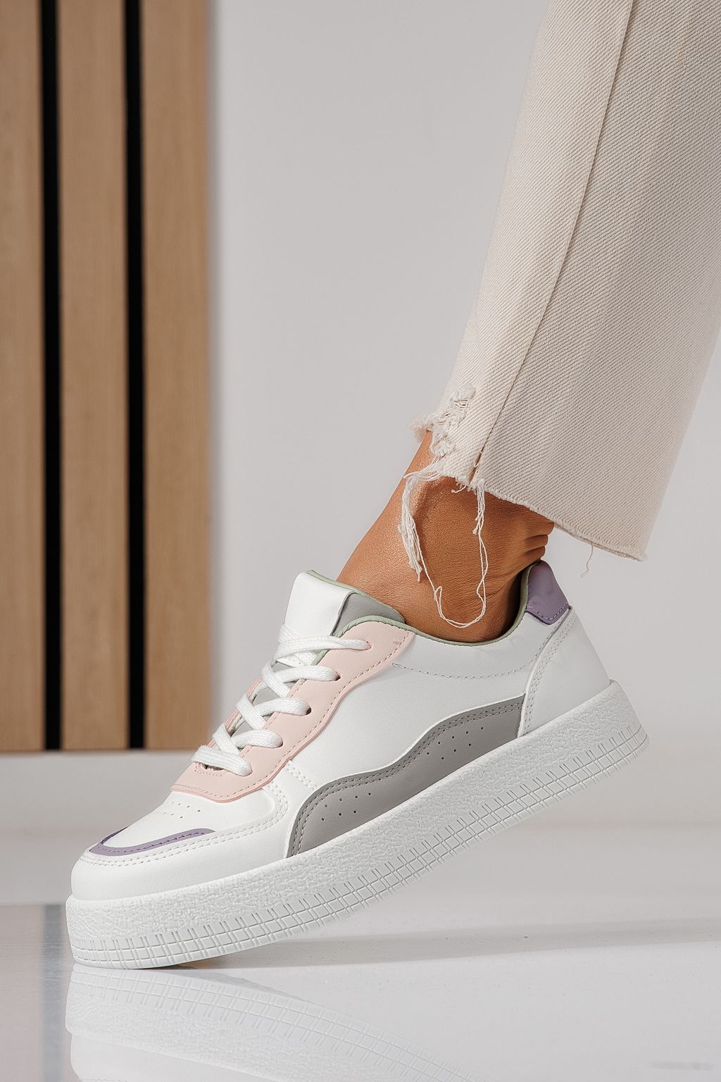 Női sportcipők rózsaszín öko bőrből készült Nadia #24163