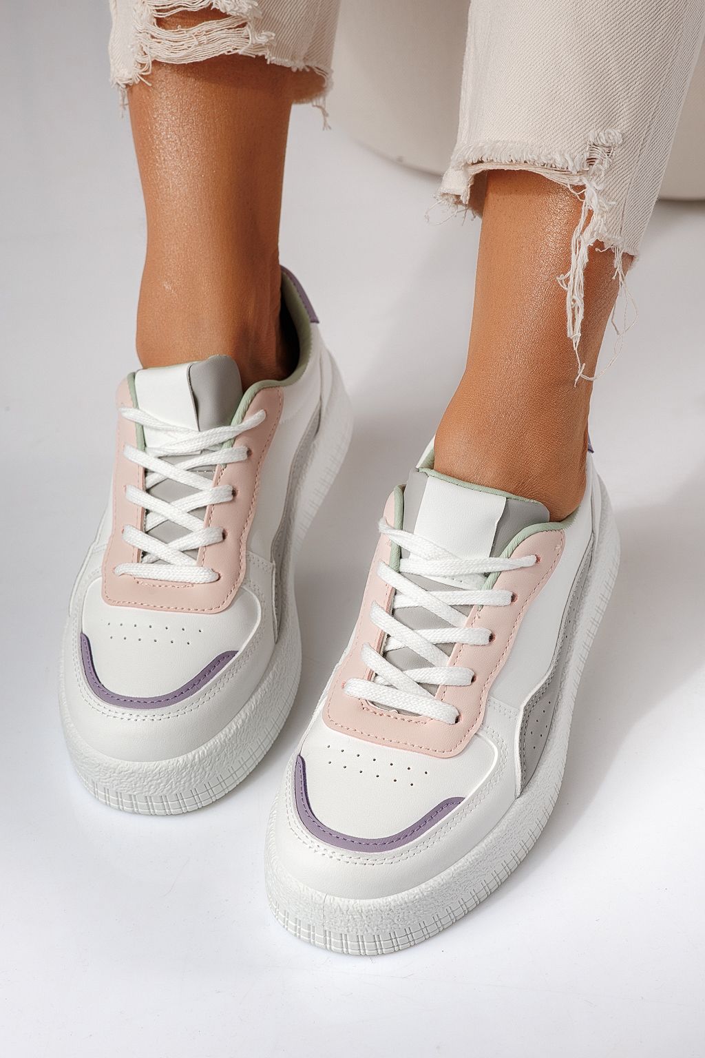 Női sportcipők rózsaszín öko bőrből készült Nadia #24163