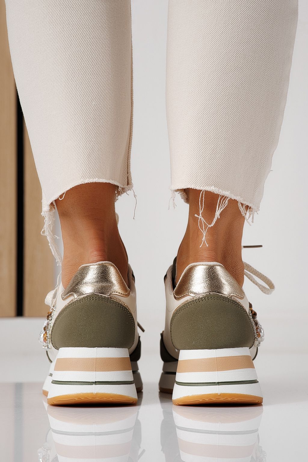 Női sportcipők zöldellő öko bőrből készült Kayla #24141