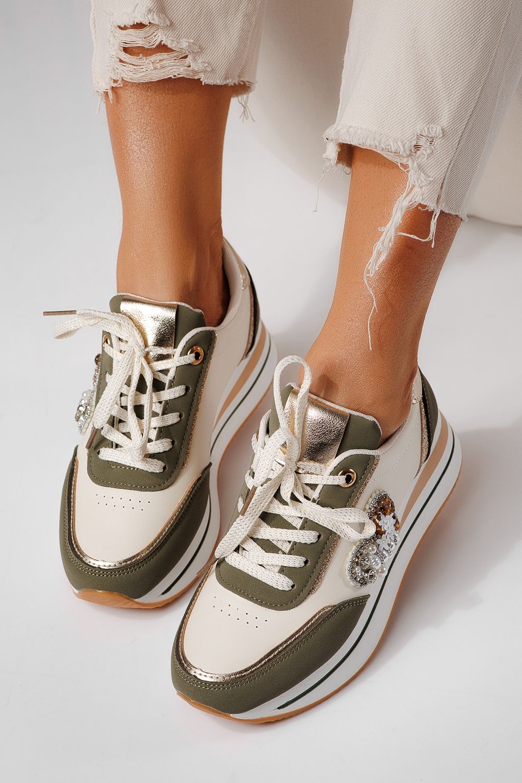 Női sportcipők zöldellő öko bőrből készült Kayla #24141