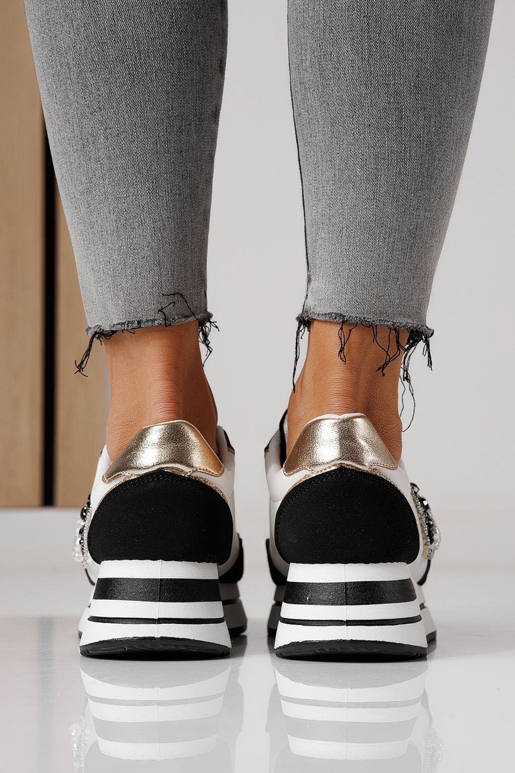 Női sportcipők fekete öko bőrből készült Kayla #24142