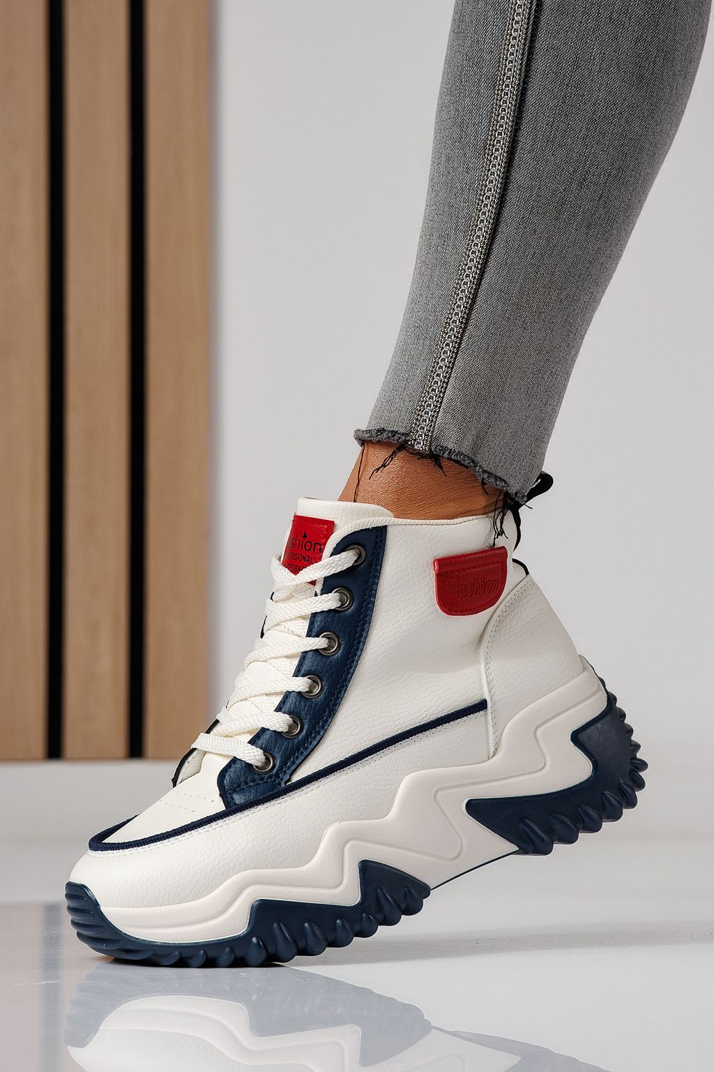 Női sportcipők kék öko bőrből készült Lea #24153