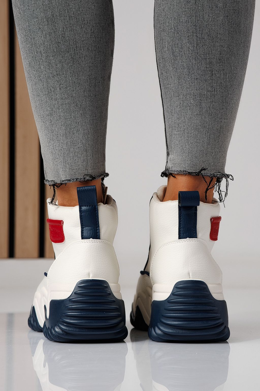 Női sportcipők kék öko bőrből készült Lea #24153