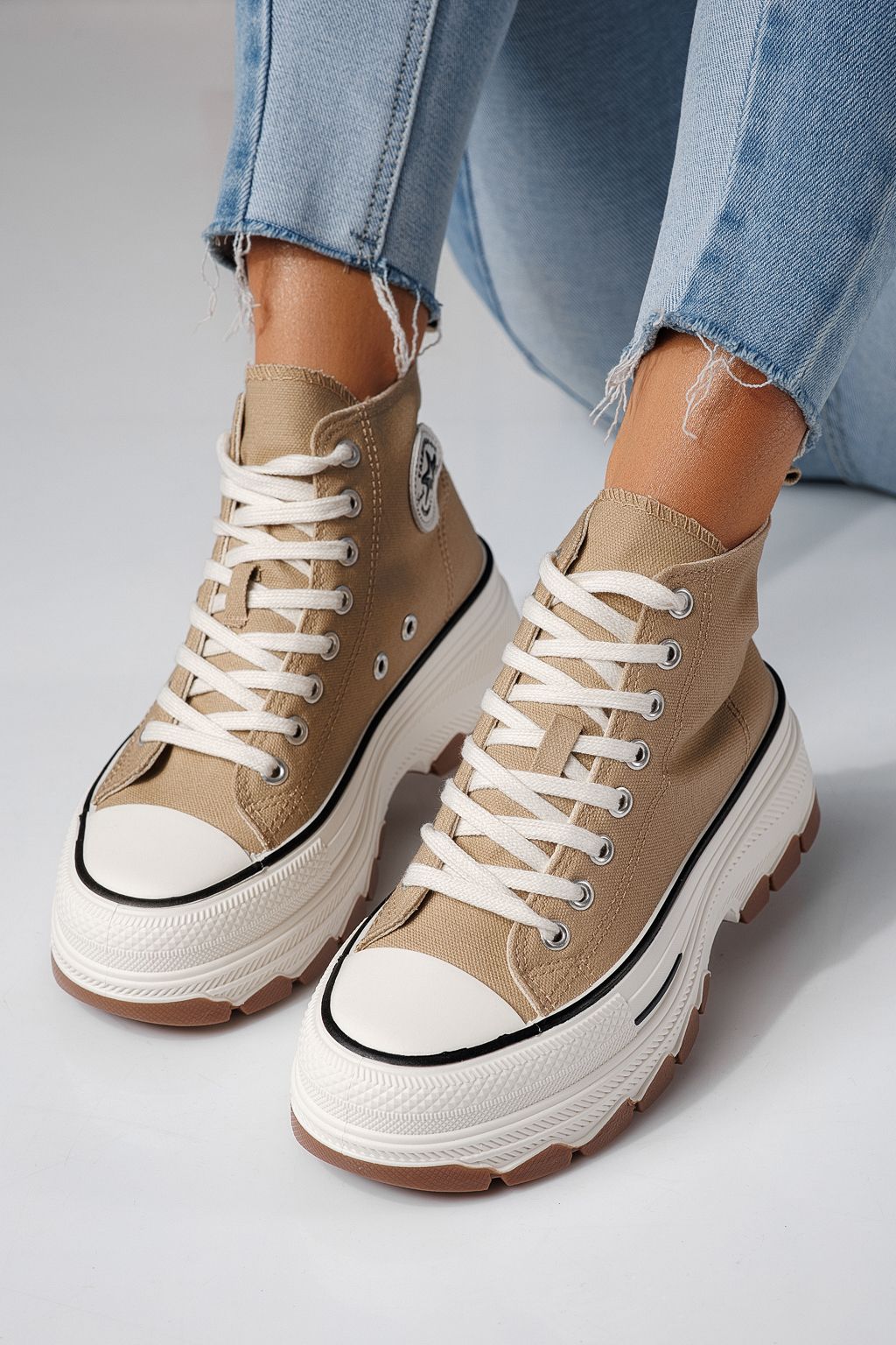 Női khaki színű textil tornacipő Seline #24186