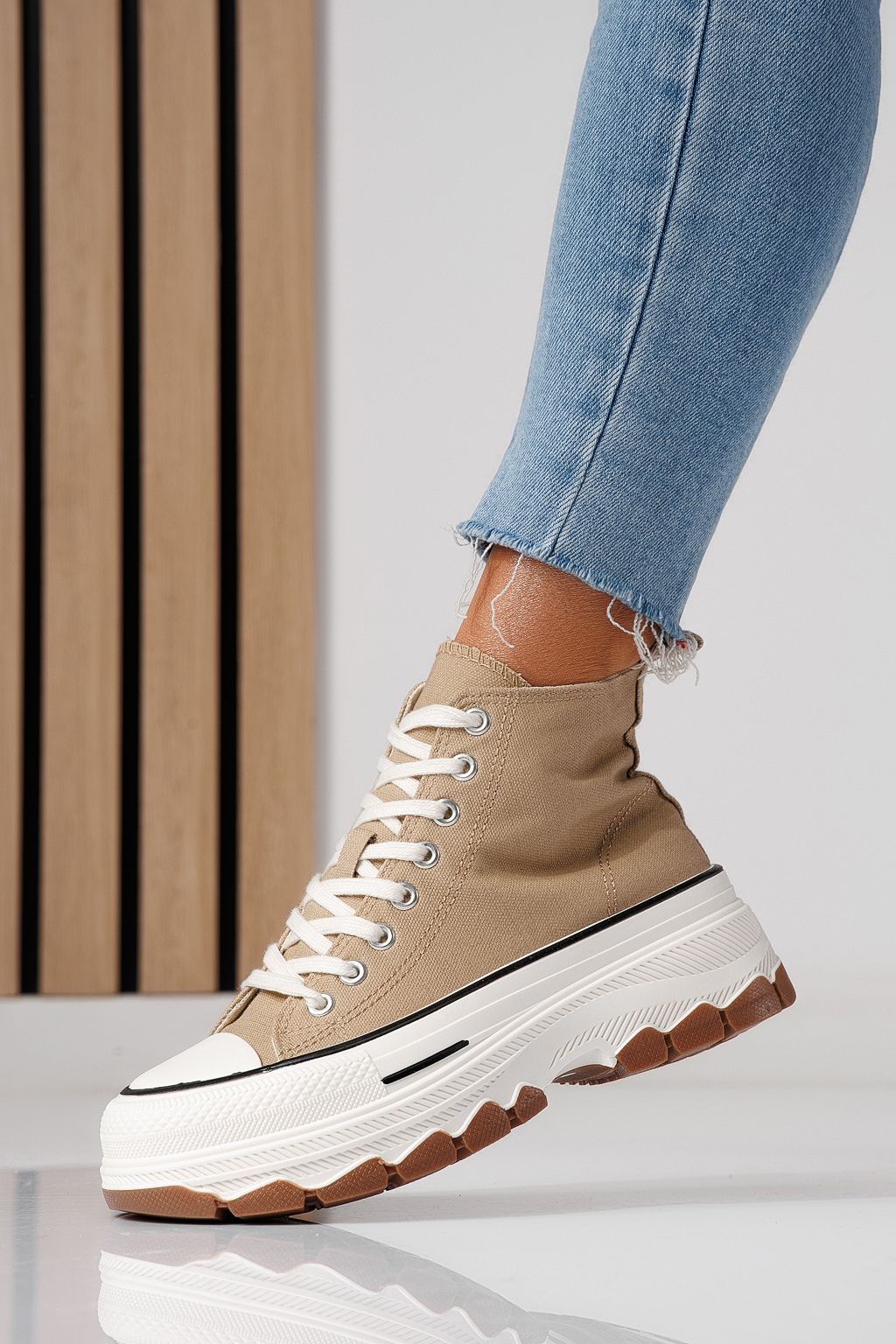 Női khaki színű textil tornacipő Seline #24186