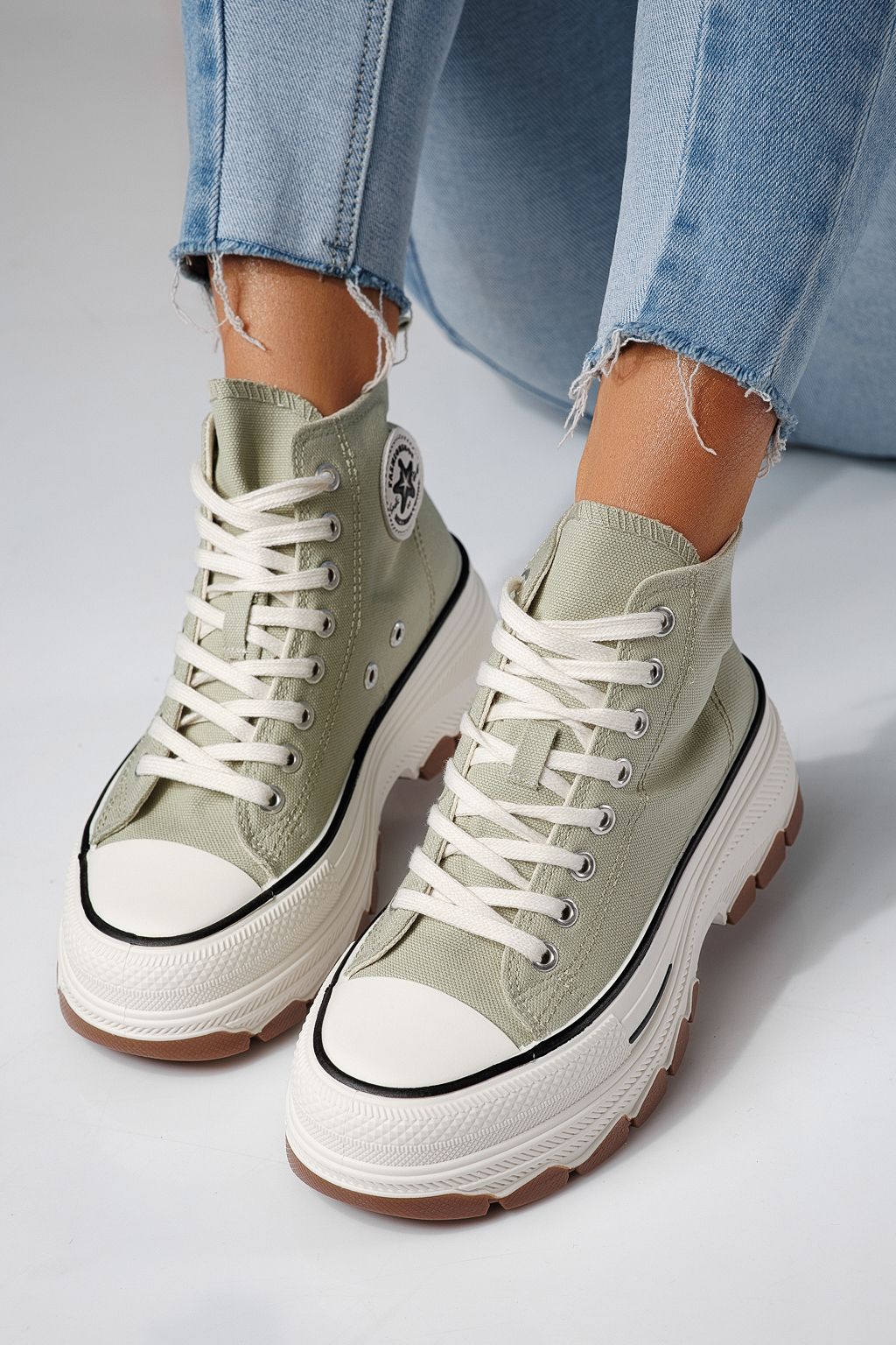 Női zöld textil tornacipő Seline #24187