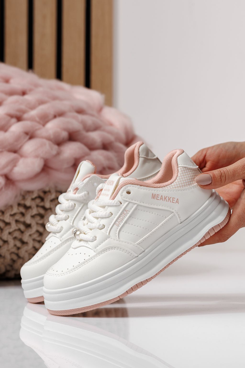 Gyerekcipők rózsaszín öko bőrből készült Asena #24024