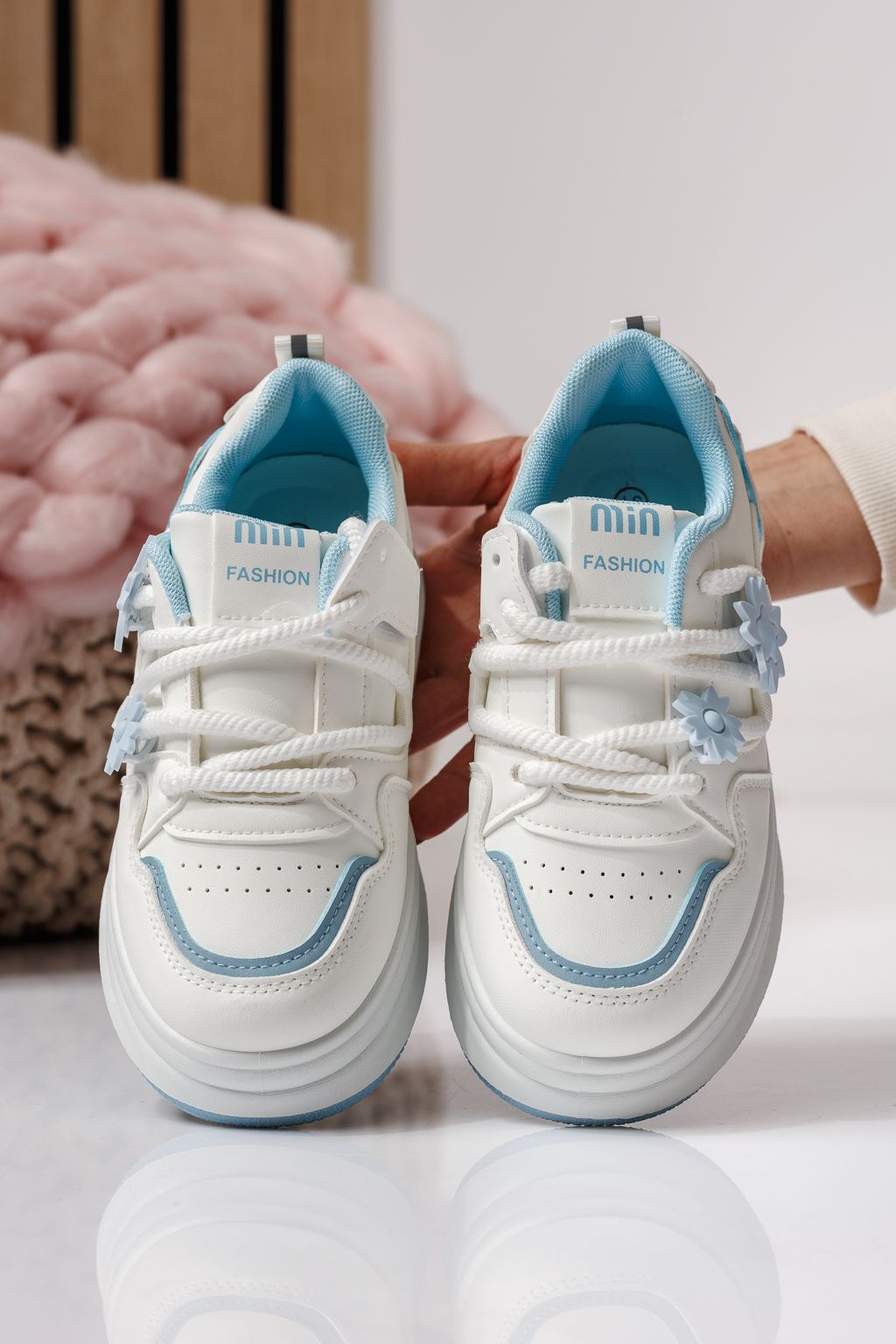 Gyerekcipők kék öko bőrből készült Becca #24047