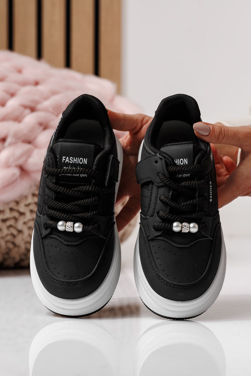 Gyerekcipők fekete öko bőrből készült Asena #24027