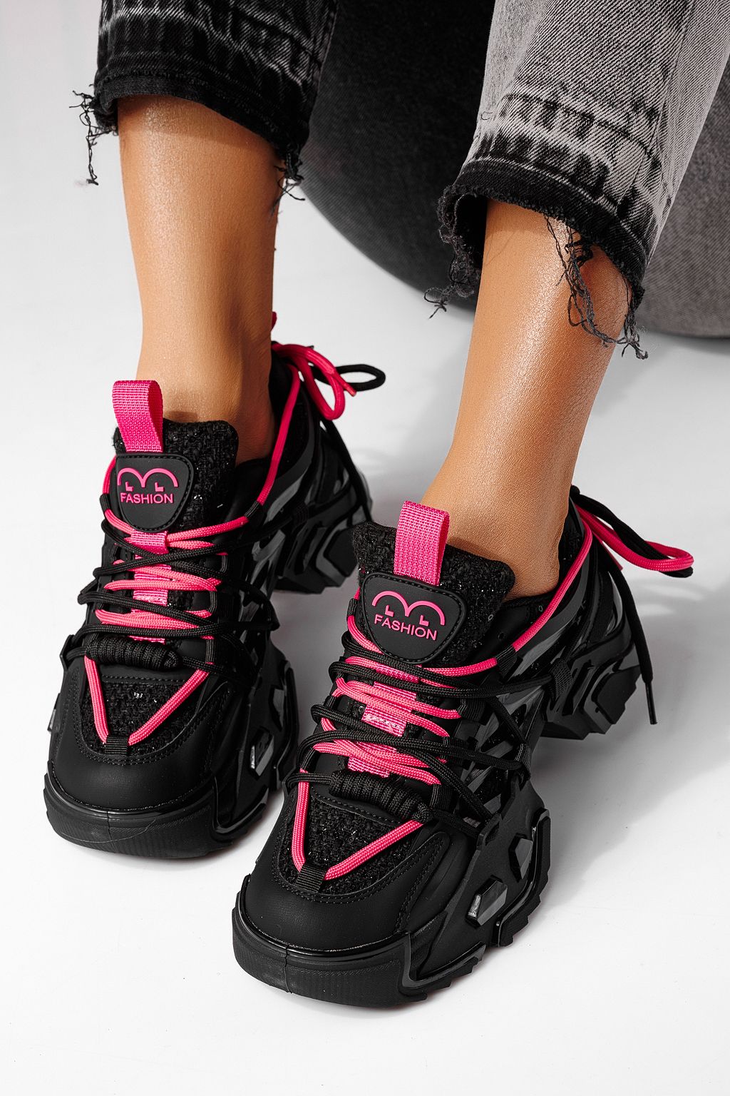 Női fekete Eva textil tornacipő #24083