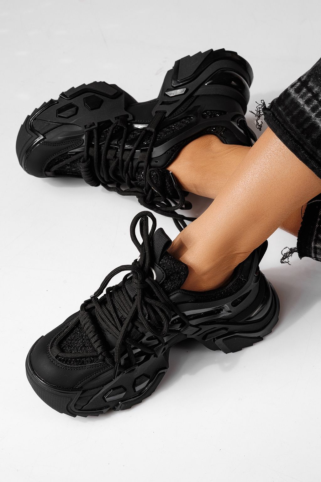 Női fekete Eva textil tornacipő #24082