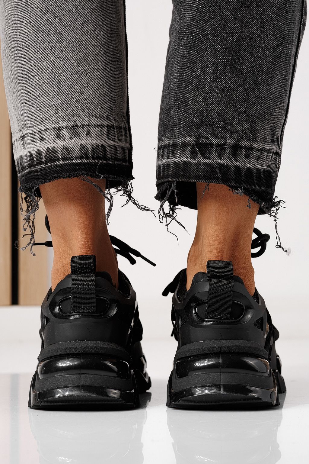 Női fekete Eva textil tornacipő #24082