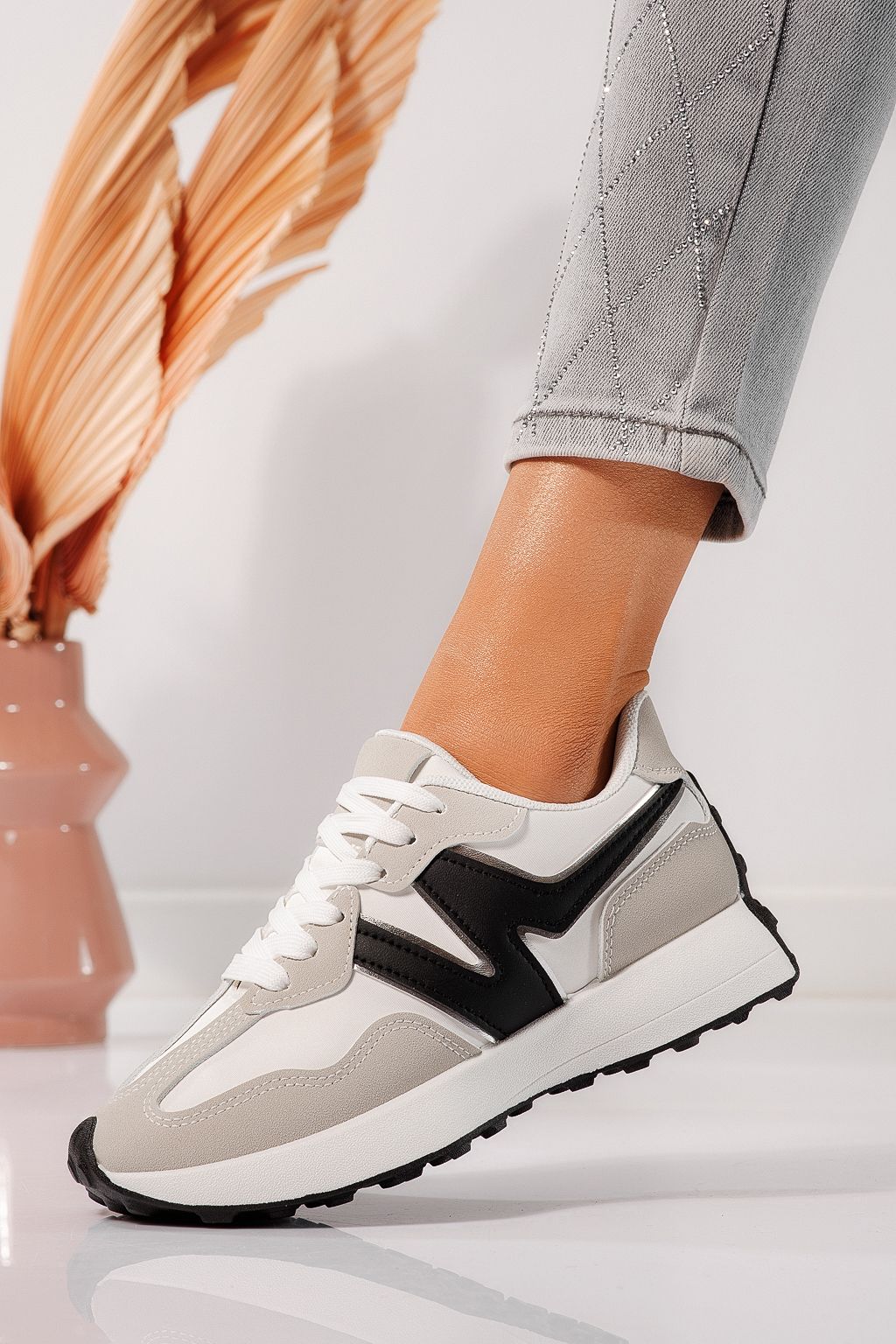 Női szürke eco-bőr tornacipő Clare #24294