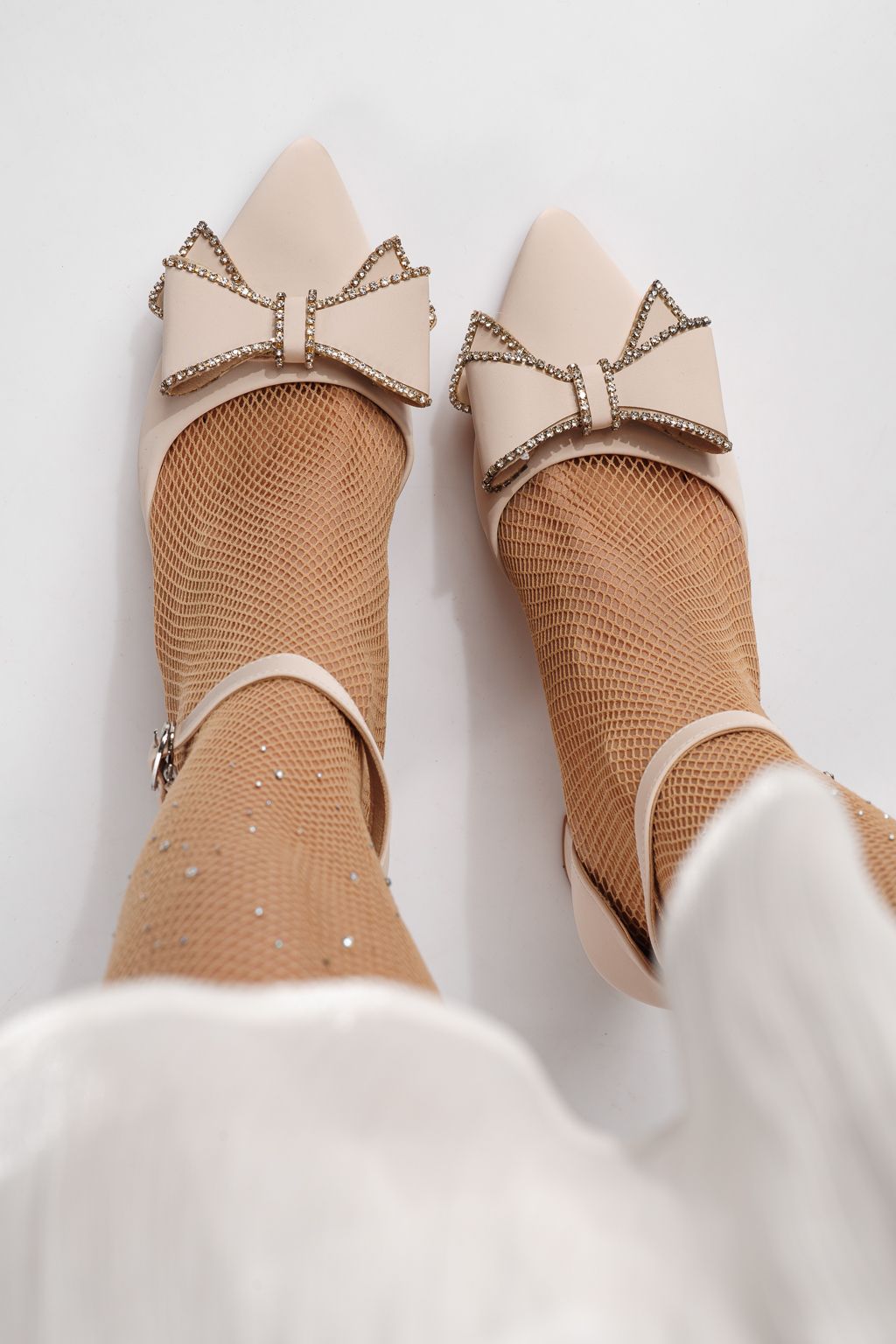 Pantofi cu toc dama bej din piele ecologica Jamila #24257