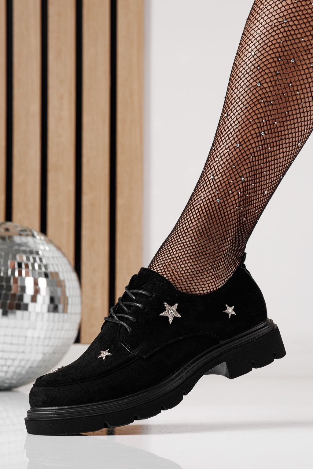 Pantofi casual dama negri din piele ecologica intoarsa Tamara #24278