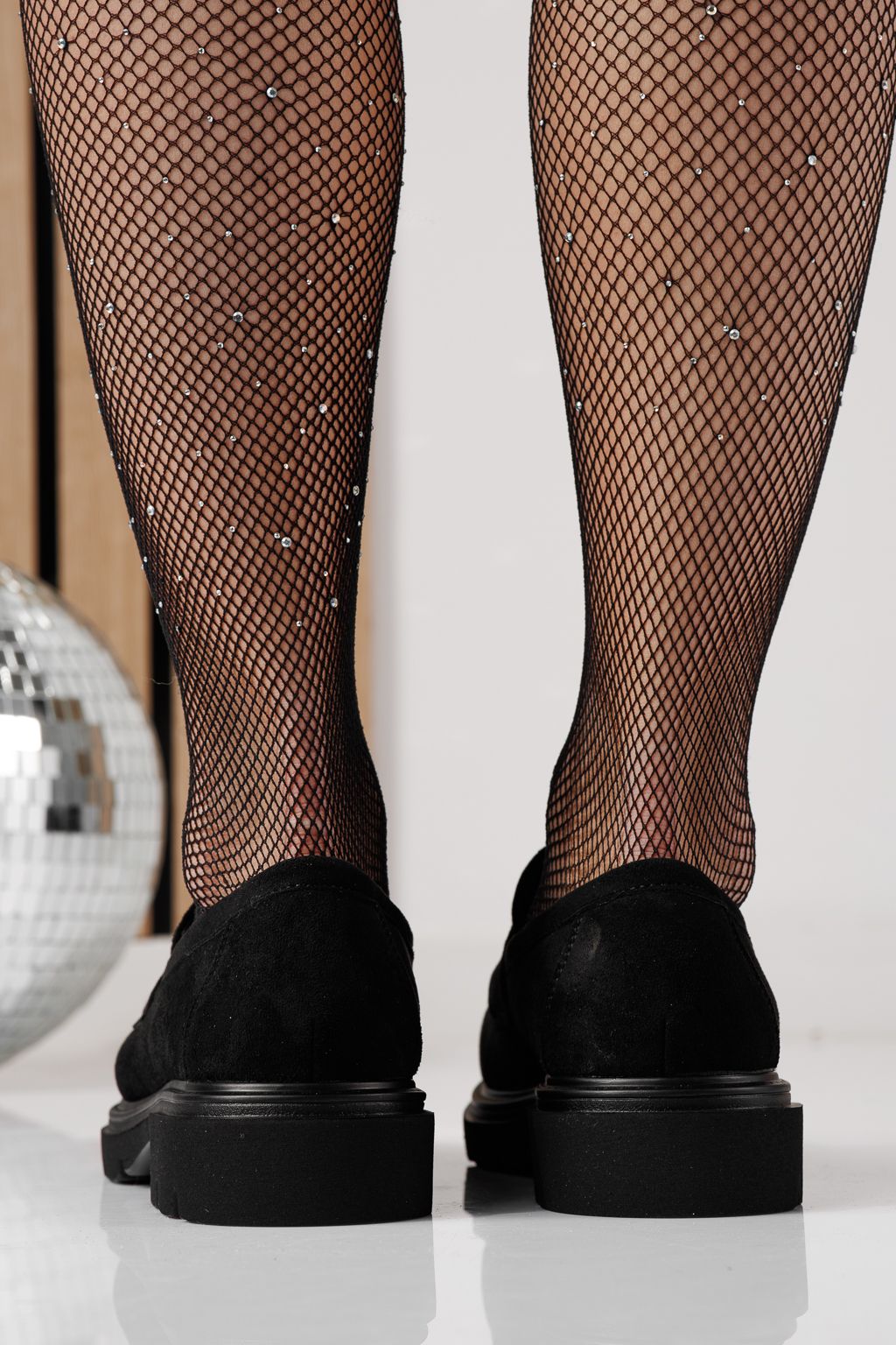 Pantofi casual dama negri din piele ecologica intoarsa Zina #24282