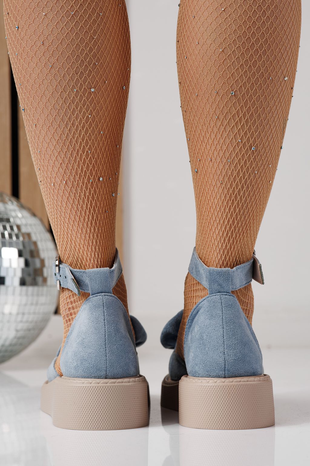 Női kék színű, ekológikus bőrből készült, velúr Adina alkalmi cipő #24218