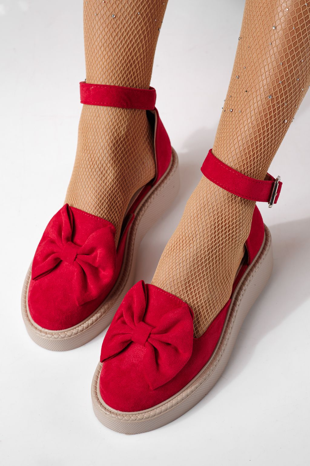 Női fukszia színű, ekológikus bőrből készült, velúr Adina alkalmi cipő #24214