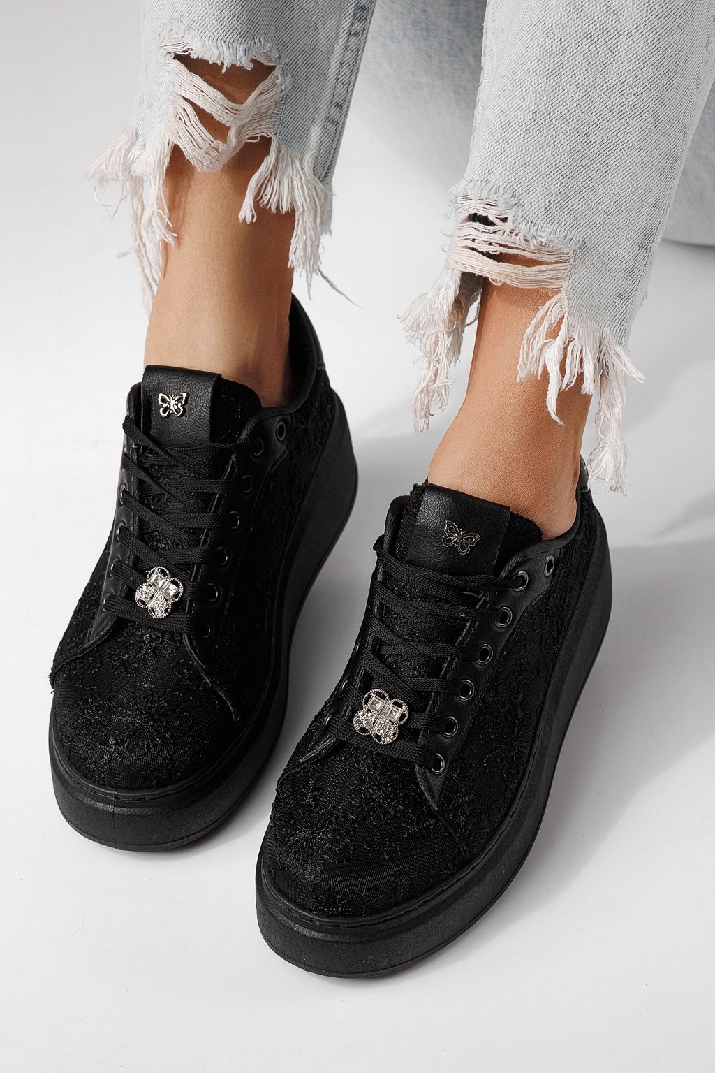 Adidasi dama negri din material textil Carla #24289