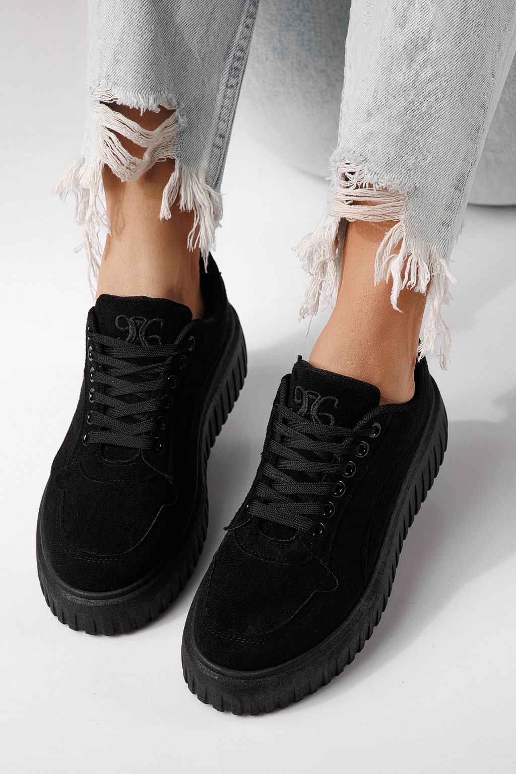 Adidasi dama negri din piele ecologica Delia #24298