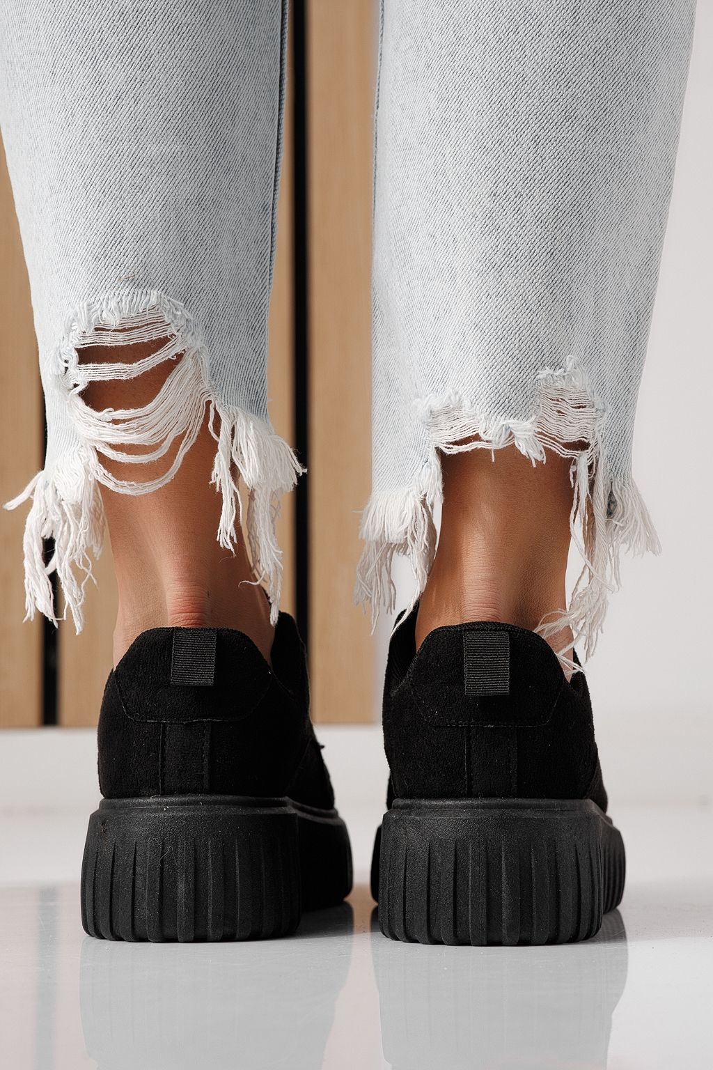 Adidasi dama negri din piele ecologica Delia #24298