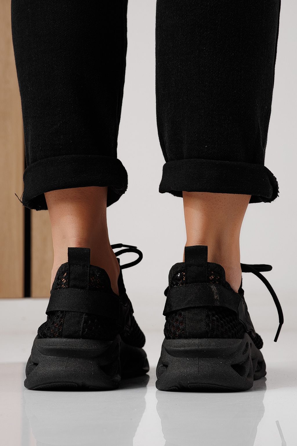 Adidasi dama negri din material textil Florentina #24310