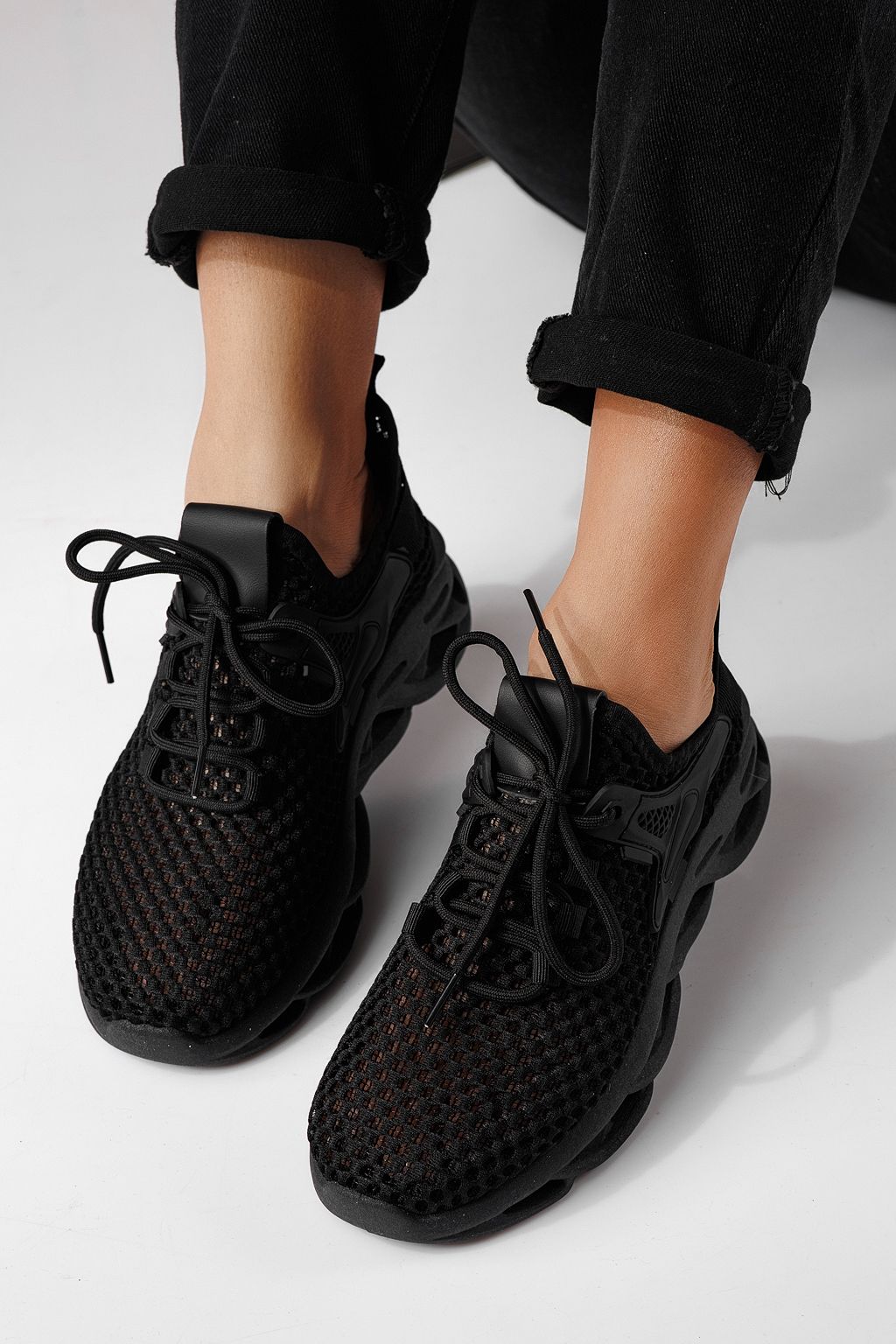 Adidasi dama negri din material textil Florentina #24310