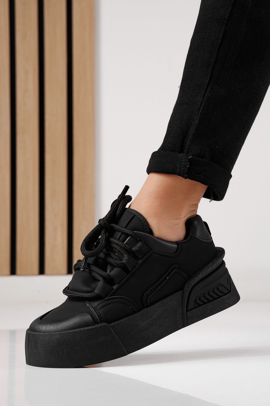 Adidasi dama negri din piele ecologica Corina #24293