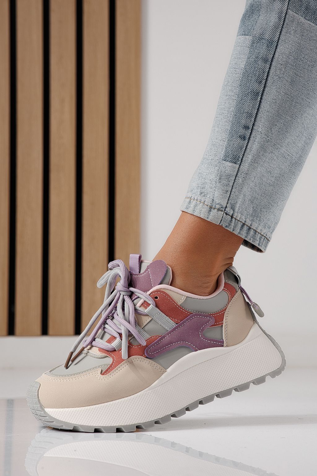 Női tornacipő ekológikus lila bőrből Missy #24239