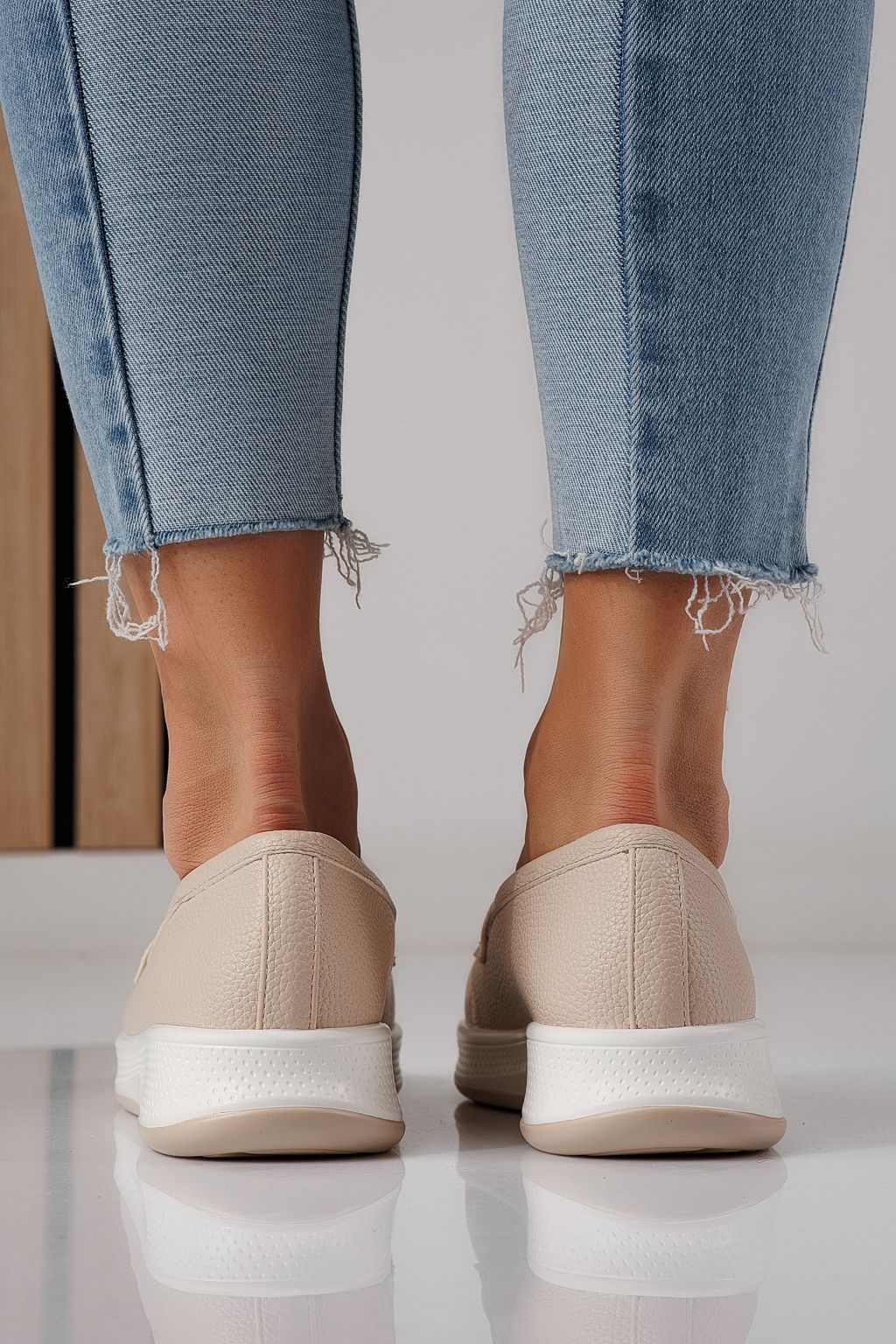 Pantofi casual dama bej din piele ecologica Rania #24274