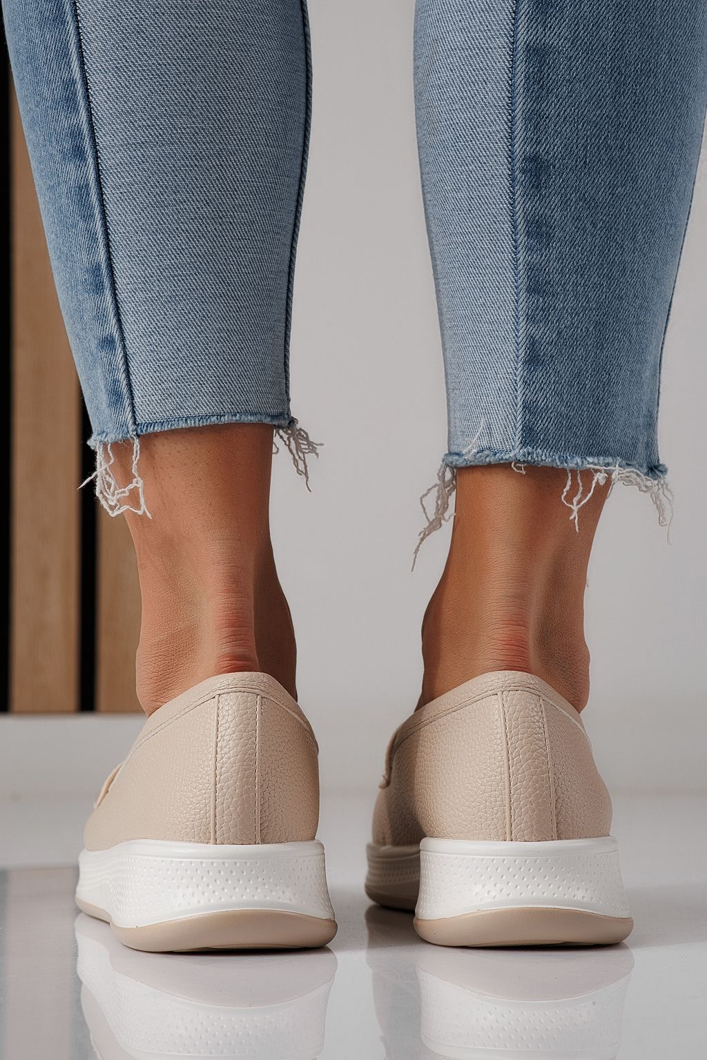 Pantofi casual dama bej din piele ecologica Nancy #24270